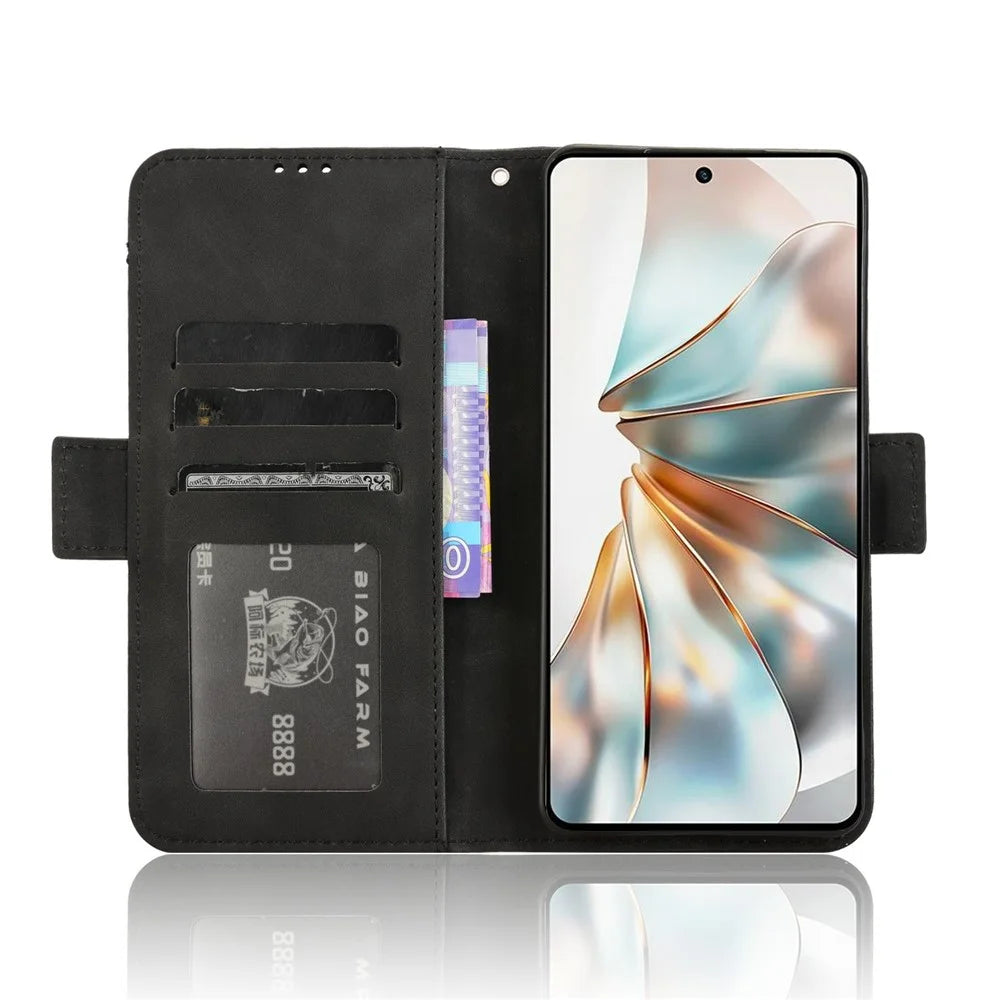 For ZTE nubia Z60S Pro 5G Leather Case Phone Wallet Cover with Multiple Card Slots - Black - 4