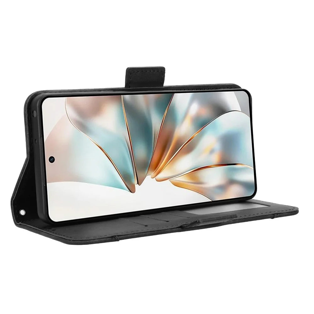 For ZTE nubia Z60S Pro 5G Leather Case Phone Wallet Cover with Multiple Card Slots - Black - 5