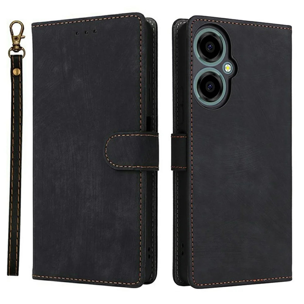 For BLU G64 Wallet Case RFID Blocking PU Leather Cover Stand View - Black - 1