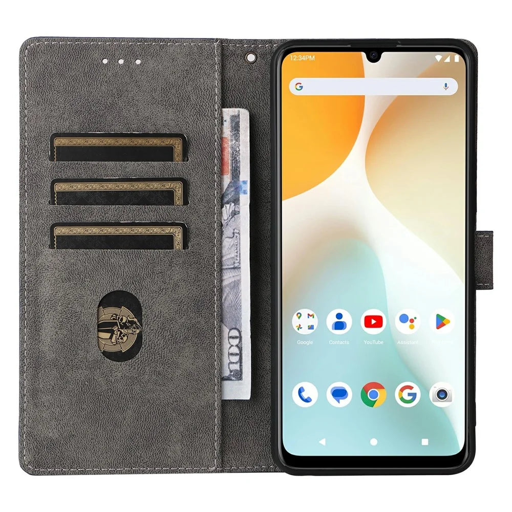 For BLU G64 Wallet Case RFID Blocking PU Leather Cover Stand View - Black - 2