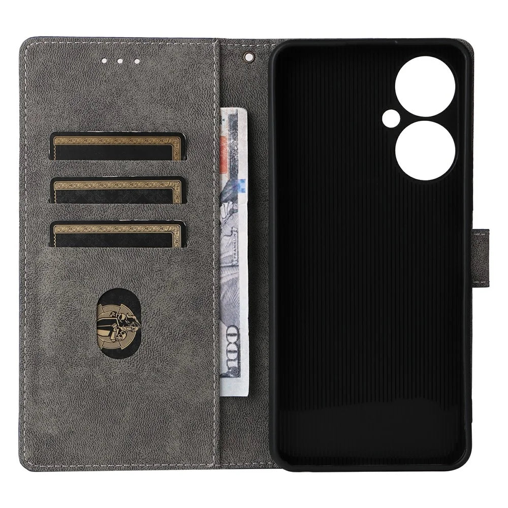 For BLU G64 Wallet Case RFID Blocking PU Leather Cover Stand View - Black - 3