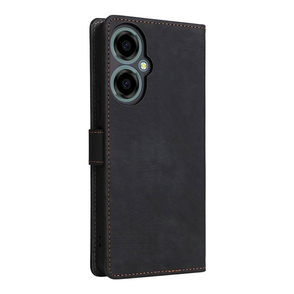 For BLU G64 Wallet Case RFID Blocking PU Leather Cover Stand View - Black - 7