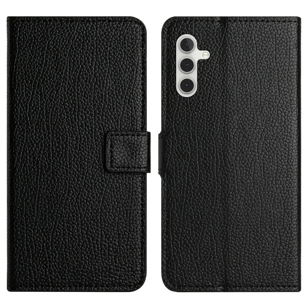For Samsung Galaxy A17 5G / A17 4G / A26 5G Case PU Leather Wallet Phone Cover Litchi Texture, Black - 1