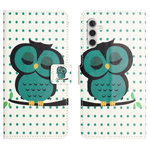 For Samsung Galaxy A17 5G / A17 4G / A26 5G Case Pattern Print PU Leather Wallet Phone Cover - Dots Owl - 1