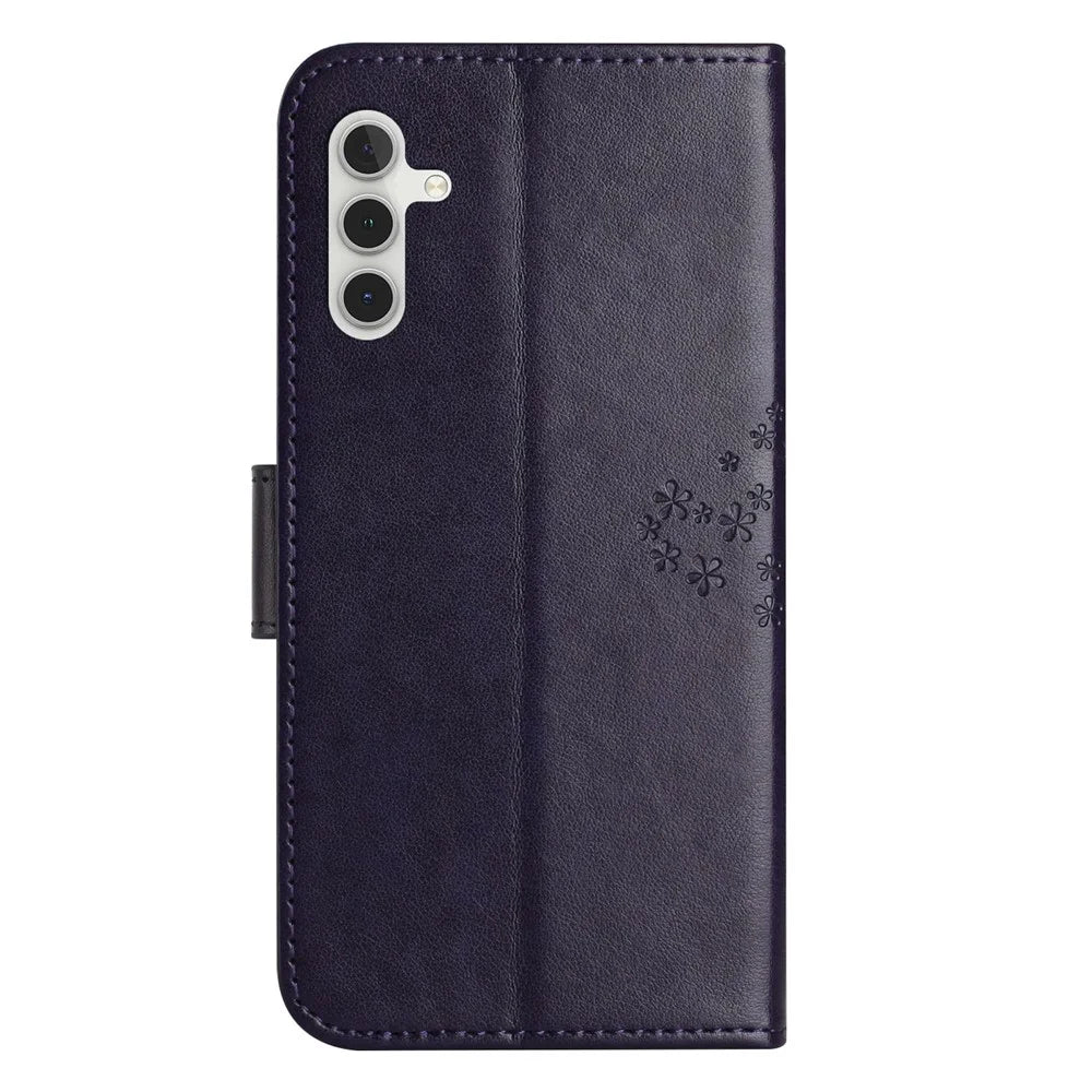 For Samsung Galaxy A17 5G / A17 4G / A26 5G Case PU Leather Owl Tree Imprinted Wallet Phone Cover - Dark Purple - 5