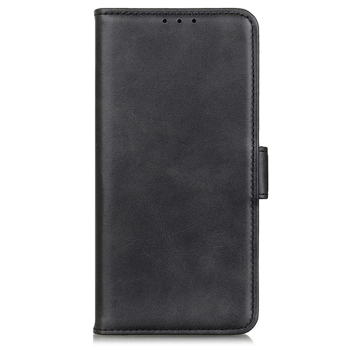 For Google Pixel 9a Case Stand Cowhide Texture PU Leather Phone Cover - Black - 5
