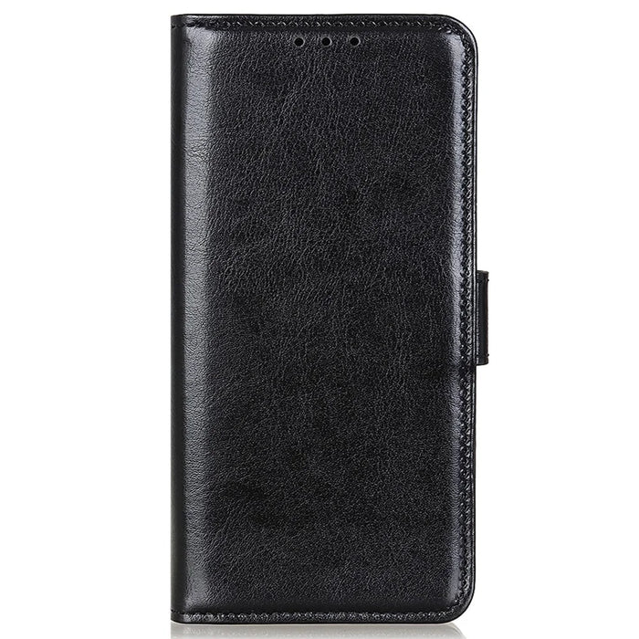 For Google Pixel 9a Case Crazy Horse Texture PU Leather Phone Stand Cover - Black - 5