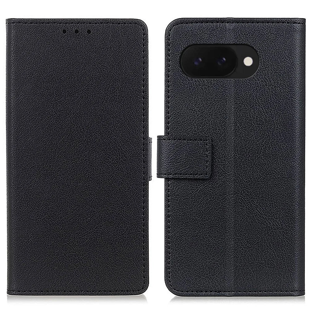 For Google Pixel 9a Case PU Leather Stand Wallet Phone Cover - Black - 1