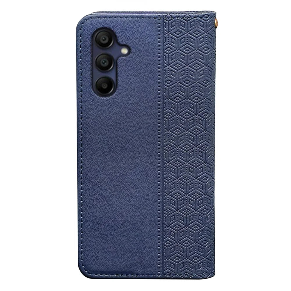 For Samsung Galaxy A36 5G / A56 5G Wallet Phone Case Checkered Pattern Imprint Leather Flip Cover with Wrist Strap - Blue - 7