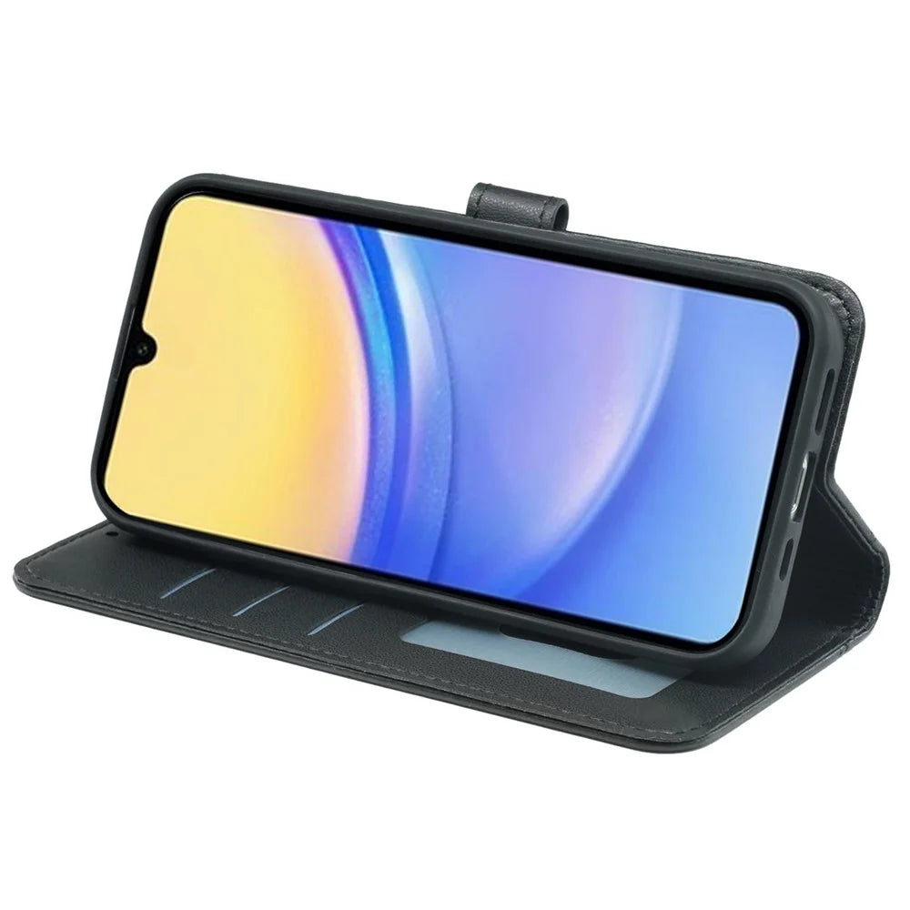 For Samsung Galaxy A36 5G / A56 5G Wallet Case Magnetic Snap Leather Phone Cover with Strap - Black - 2