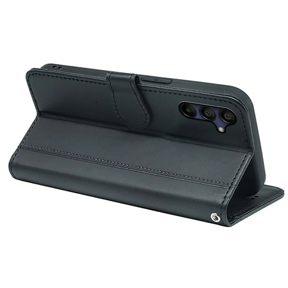 For Samsung Galaxy A36 5G / A56 5G Wallet Case Magnetic Snap Leather Phone Cover with Strap - Black - 4
