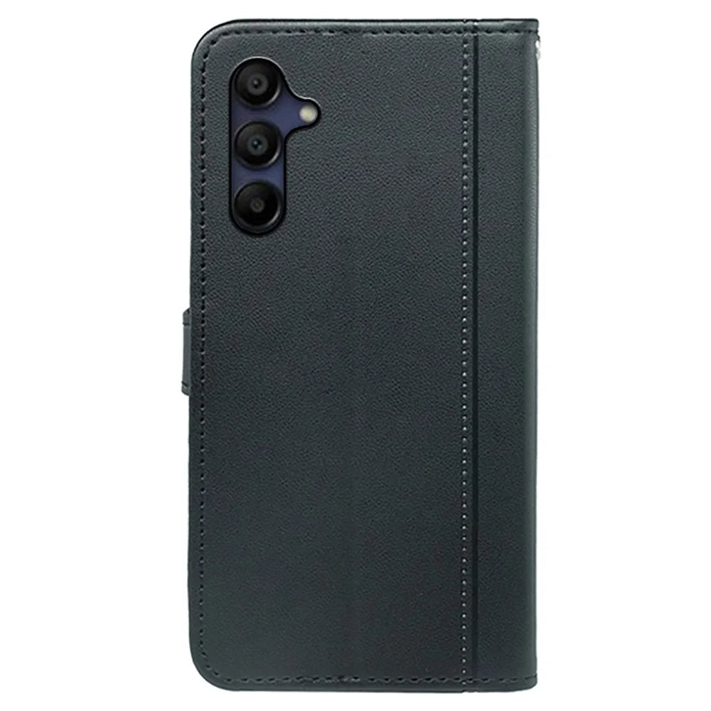 For Samsung Galaxy A36 5G / A56 5G Wallet Case Magnetic Snap Leather Phone Cover with Strap - Black - 6