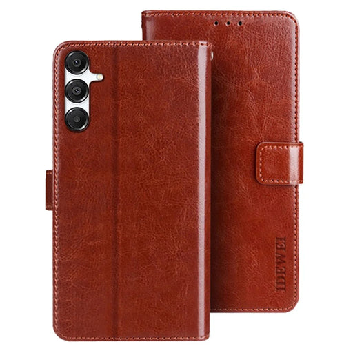IDEWEI For Samsung Galaxy A36 5G / A56 5G Stand Case Crazy Horse Texture Leather Phone Cover - Brown - 1