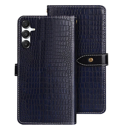 IDEWEI For Samsung Galaxy A36 5G / A56 5G Case Crocodile Texture PU Leather Flip Phone Cover - Blue - 1