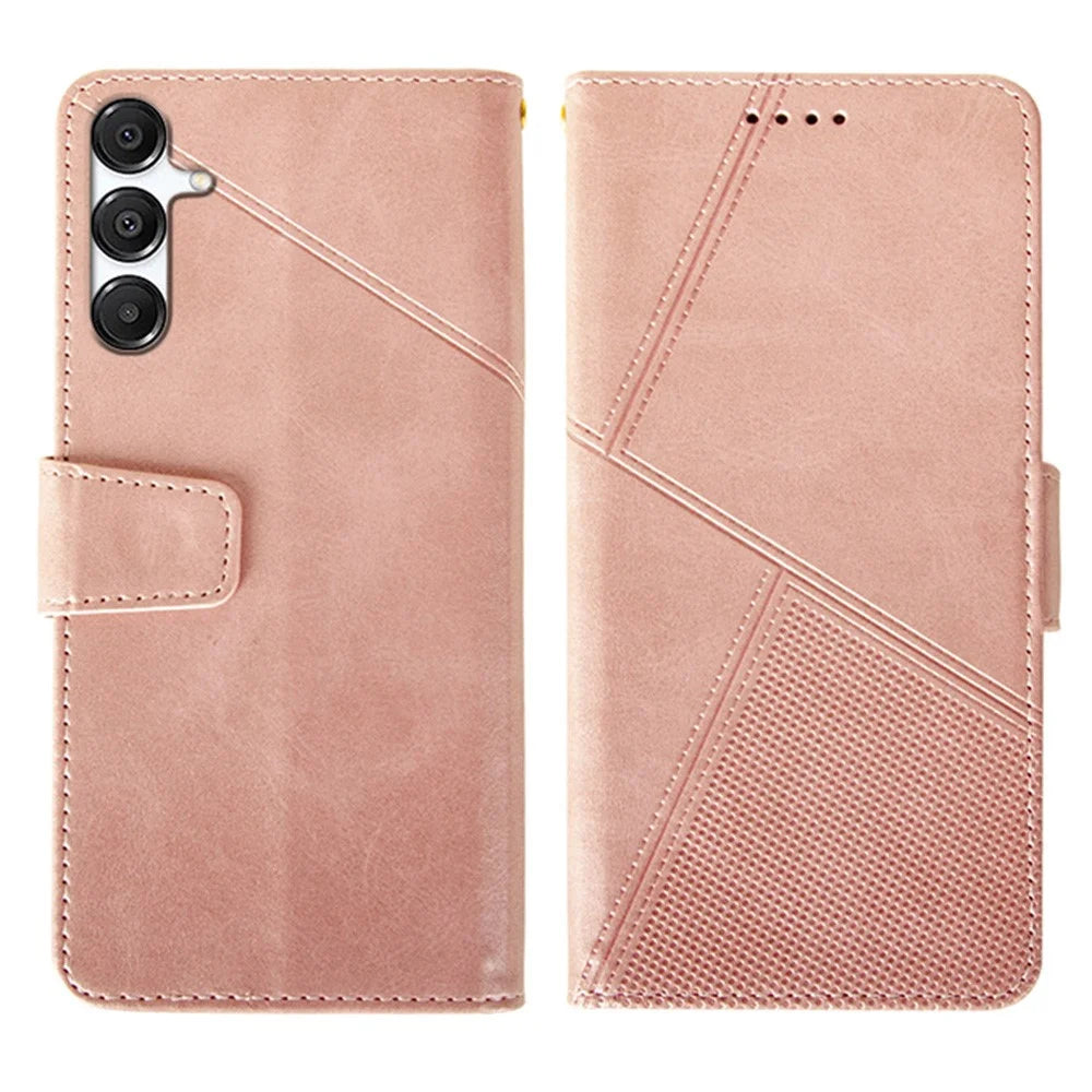 IDEWEI For Samsung Galaxy A36 5G / A56 5G Case Leather Wallet Phone Cover Stand Calf Texture - Pink - 1