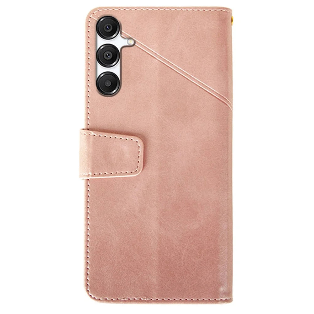 IDEWEI For Samsung Galaxy A36 5G / A56 5G Case Leather Wallet Phone Cover Stand Calf Texture - Pink - 5