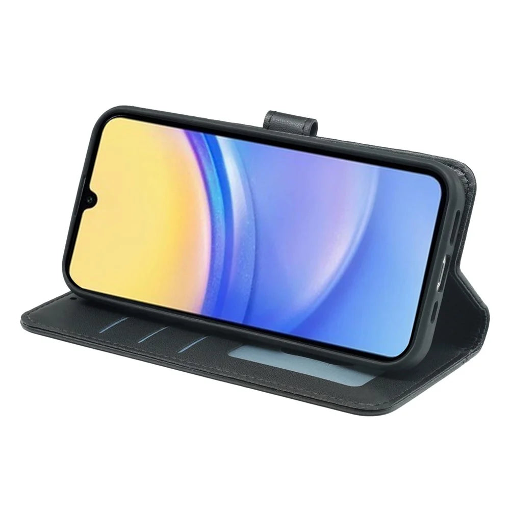For Samsung Galaxy A36 5G / A56 5G Wallet Case Magnetic Snap Leather Phone Cover with Strap - Black - 3