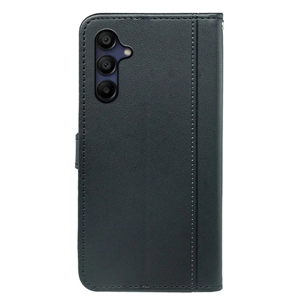 For Samsung Galaxy A36 5G / A56 5G Wallet Case Magnetic Snap Leather Phone Cover with Strap - Black - 5