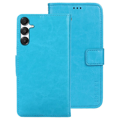 IDEWEI For Samsung Galaxy A36 5G / A56 5G Stand Case Crazy Horse Texture Leather Phone Cover - Sky Blue - 1