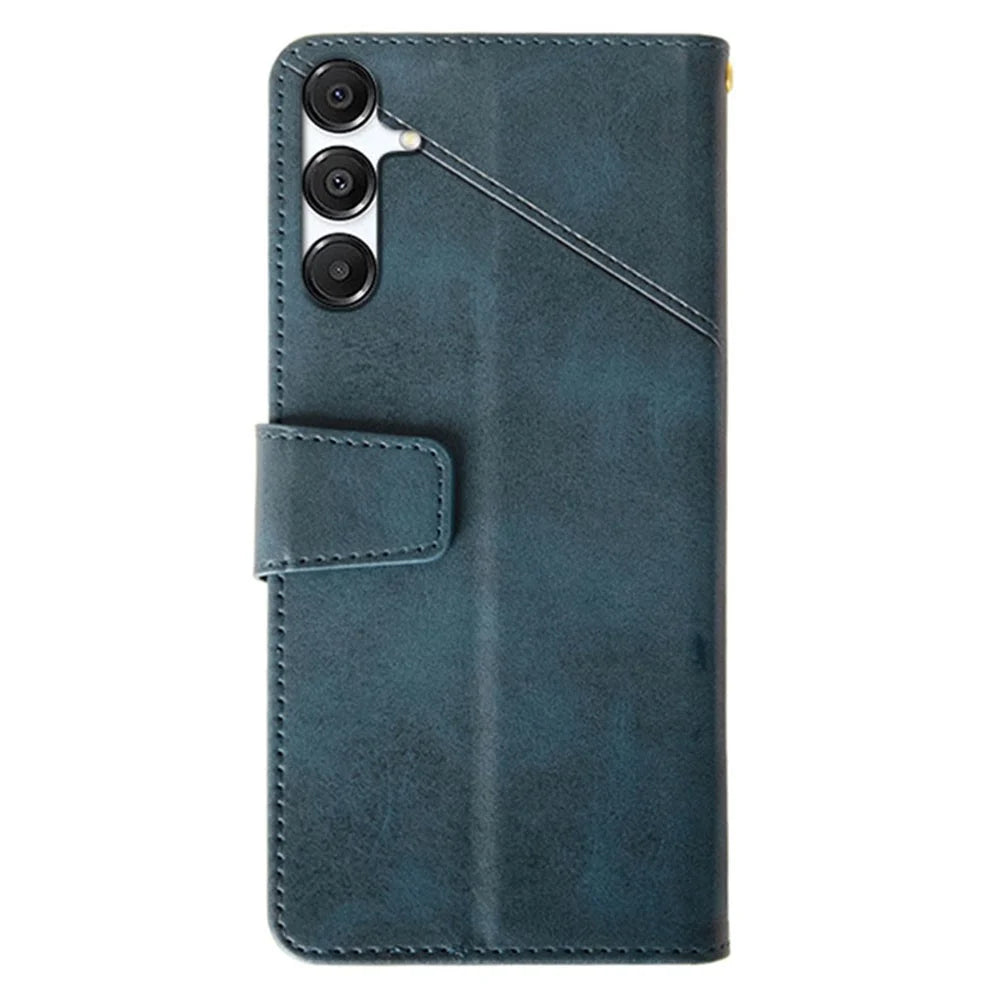 IDEWEI For Samsung Galaxy A36 5G / A56 5G Case Leather Wallet Phone Cover Stand Calf Texture - Blue - 5