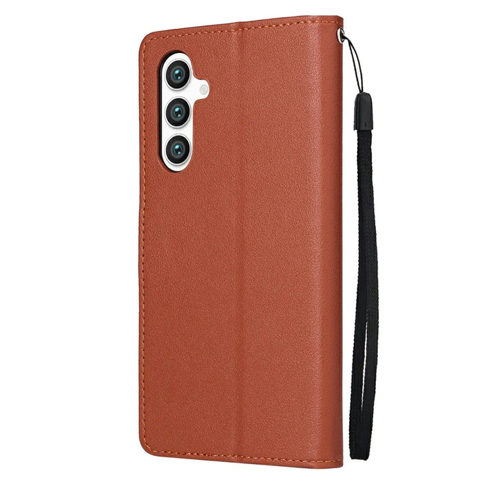For Samsung Galaxy S25 / S24 Case Wallet Stand View PU Leather Phone Cover - Brown - 7