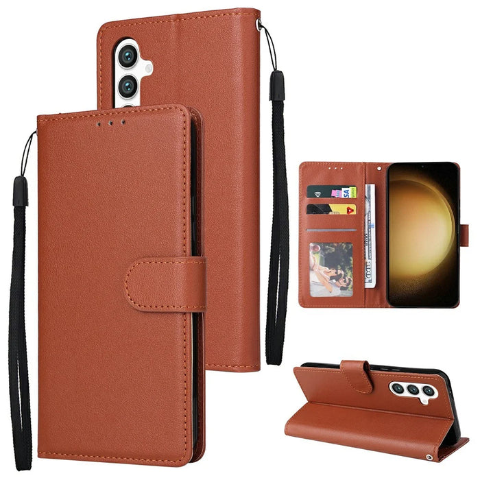 For Samsung Galaxy S25+ / S24+ Case Wallet Stand View PU Leather Phone Cover - Brown - 5
