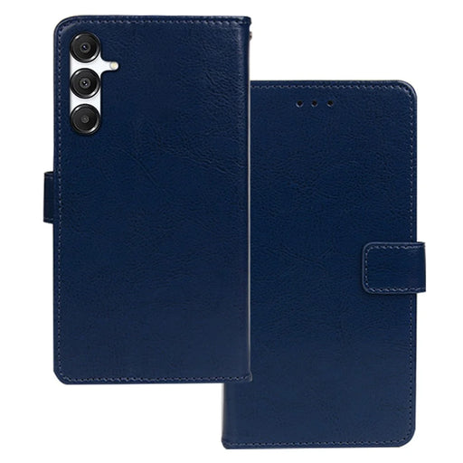 IDEWEI For Samsung Galaxy A36 5G / A56 5G Case Card Slots Holder Leather Phone Cover Crazy Horse Texture - Blue - 1