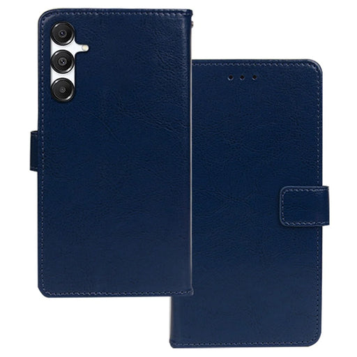 IDEWEI For Samsung Galaxy A36 5G / A56 5G Case Card Slots Holder Leather Phone Cover Crazy Horse Texture - Blue - 1