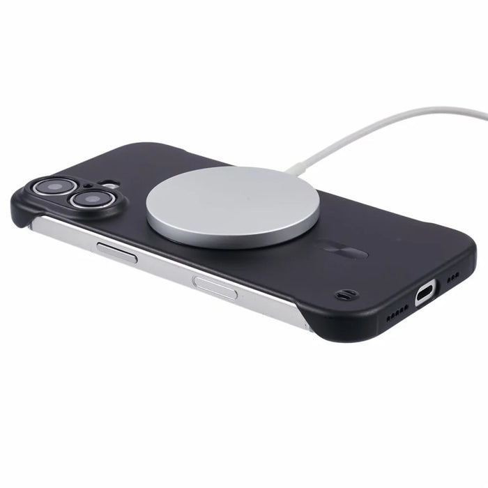 For iPhone 16 Case Compatible with MagSafe Hard PC Frameless Phone Cover - Black - 4