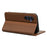 For Samsung Galaxy A26 5G Wallet Phone Case Checkered Pattern Imprint Leather Flip Cover with Wrist Strap - Brown - 4