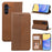 For Samsung Galaxy A26 5G Wallet Phone Case Checkered Pattern Imprint Leather Flip Cover with Wrist Strap - Brown - 5