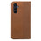 For Samsung Galaxy A26 5G Wallet Phone Case Checkered Pattern Imprint Leather Flip Cover with Wrist Strap - Brown - 7