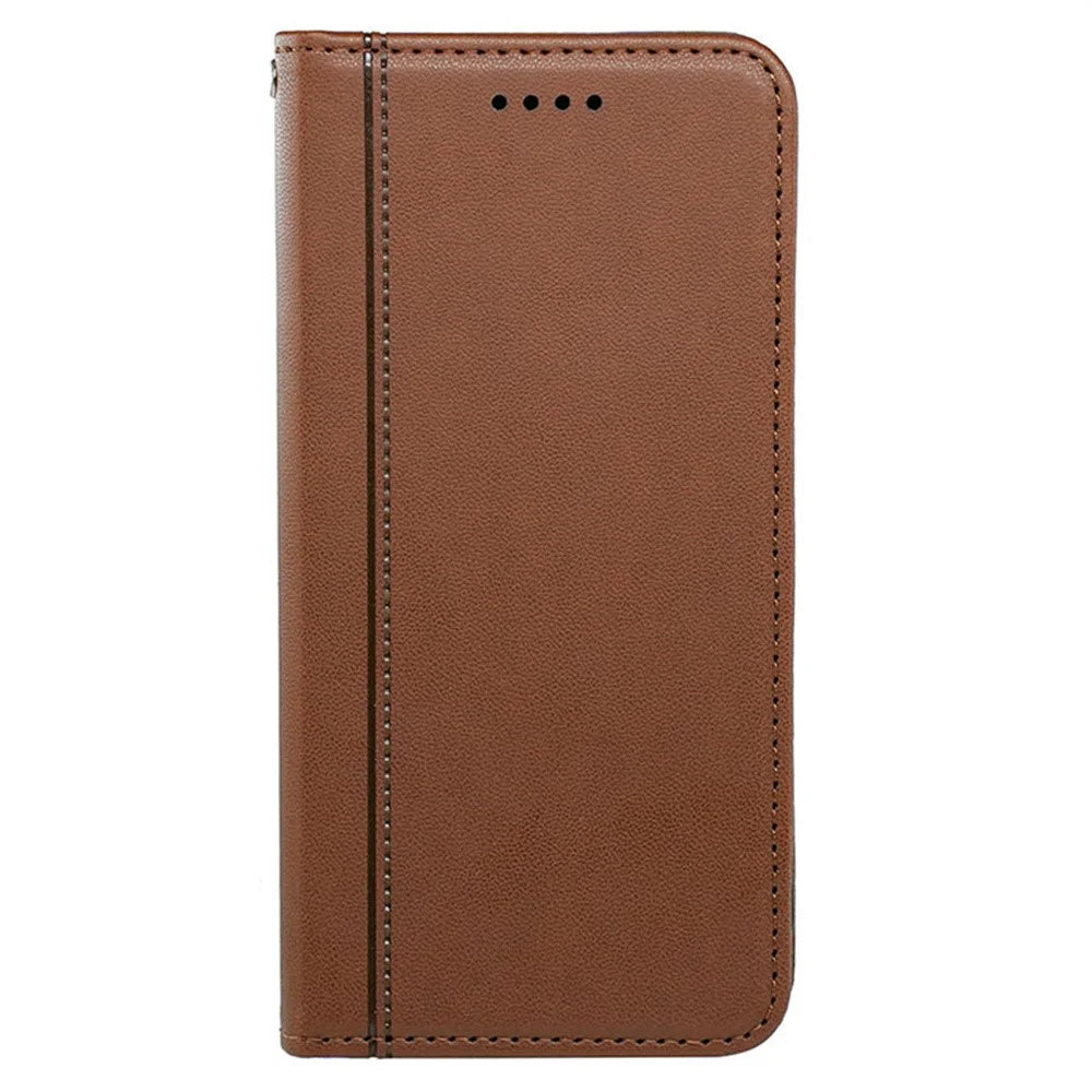 For Samsung Galaxy A26 5G Wallet Case Magnetic Snap Leather Phone Cover with Strap - Brown - 5