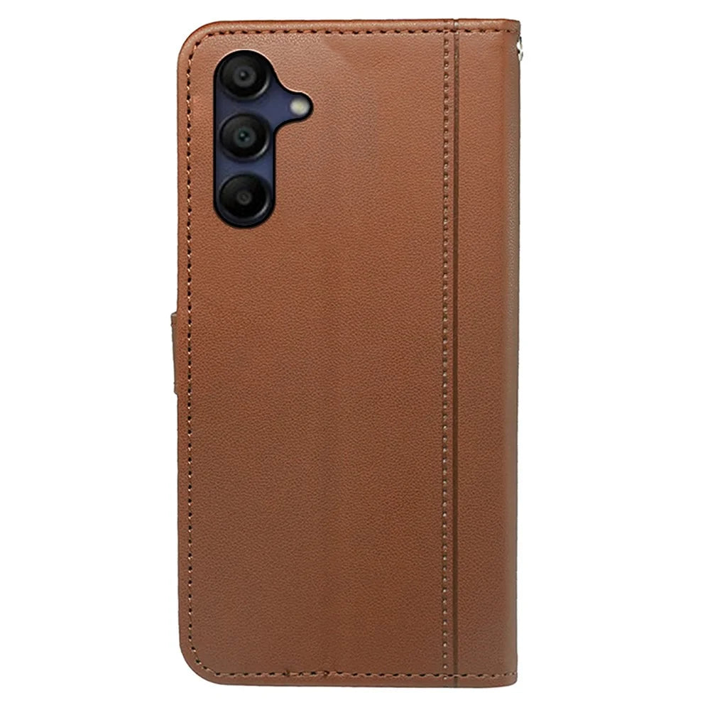 For Samsung Galaxy A26 5G Wallet Case Magnetic Snap Leather Phone Cover with Strap - Brown - 6