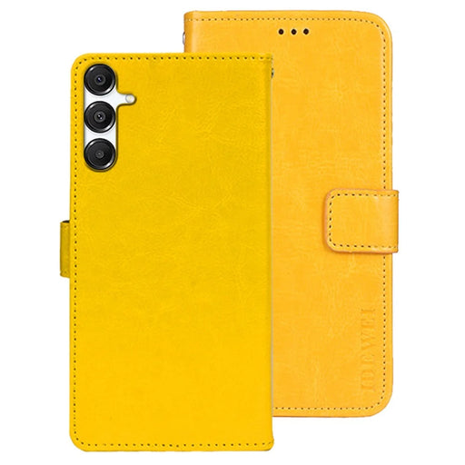 IDEWEI For Samsung Galaxy A26 5G Stand Case Crazy Horse Texture Leather Phone Cover - Yellow - 1