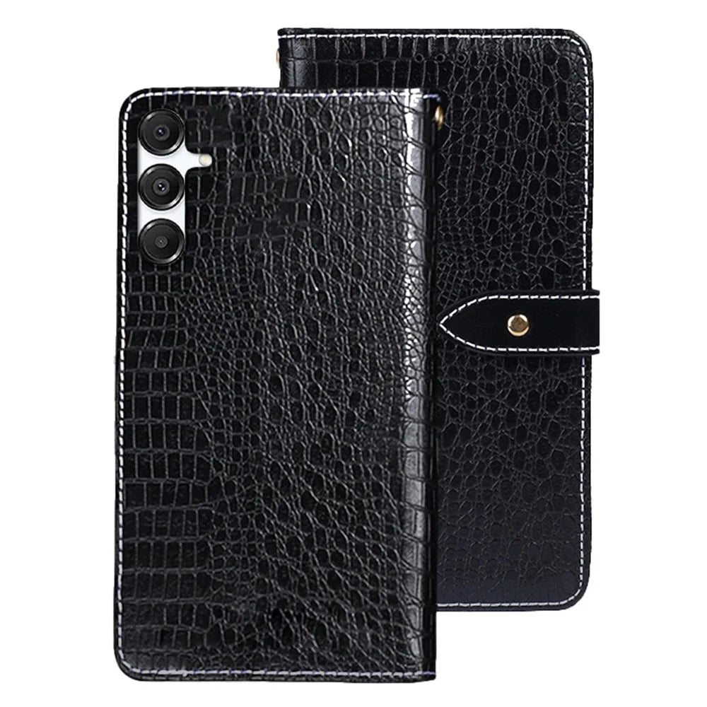 IDEWEI For Samsung Galaxy A26 5G Case Crocodile Texture PU Leather Flip Phone Cover - Black - 1