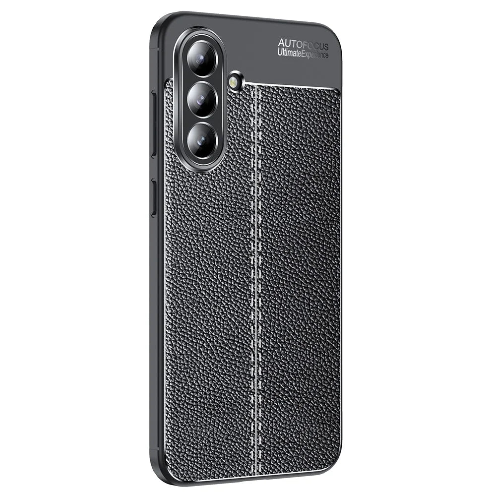 For Samsung Galaxy A37 5G / A36 5G Case Litchi Texture TPU Flexible Phone Cover, Black - 1