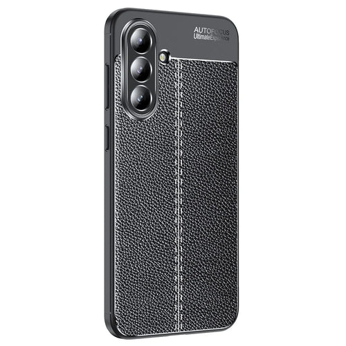 For Samsung Galaxy A37 5G / A36 5G Case Litchi Texture TPU Flexible Phone Cover, Black - 1