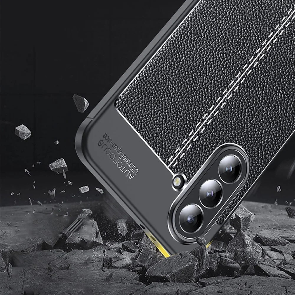 For Samsung Galaxy A37 5G / A36 5G Case Litchi Texture TPU Flexible Phone Cover, Black - 4