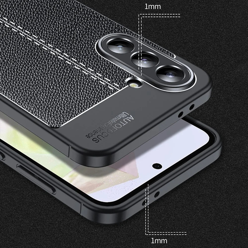 For Samsung Galaxy A37 5G / A36 5G Case Litchi Texture TPU Flexible Phone Cover, Black - 5