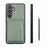 For Samsung Galaxy S25 Case Magnetic Detachable Card Holder Phone Back Cover - Green - 3