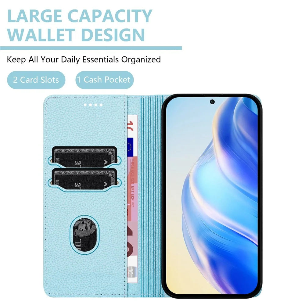 For Samsung Galaxy A37 5G / A56 5G / A36 5G Wallet Case RFID Blocking Litchi Texture Leather Mobile Cover - Baby Blue - 5