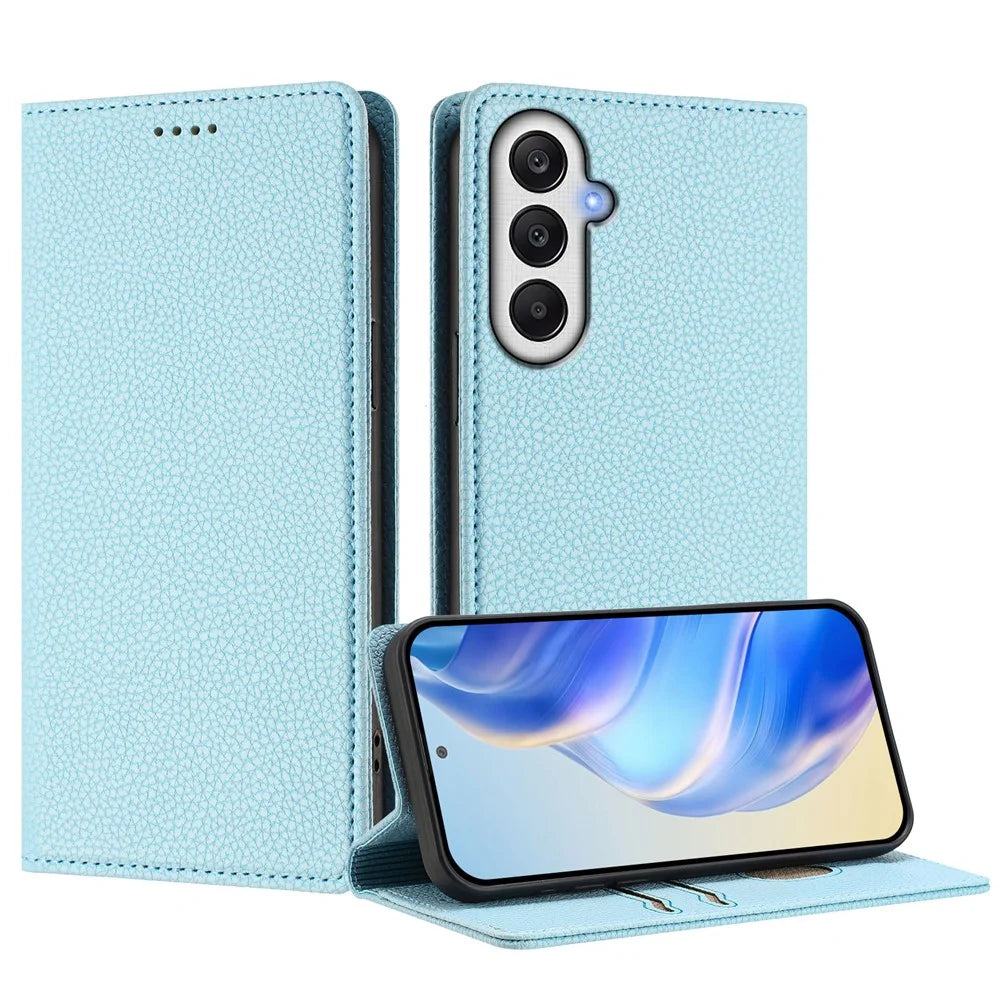 For Samsung Galaxy A34 5G Wallet Case RFID Blocking Litchi Texture Leather Mobile Cover - Baby Blue - 2