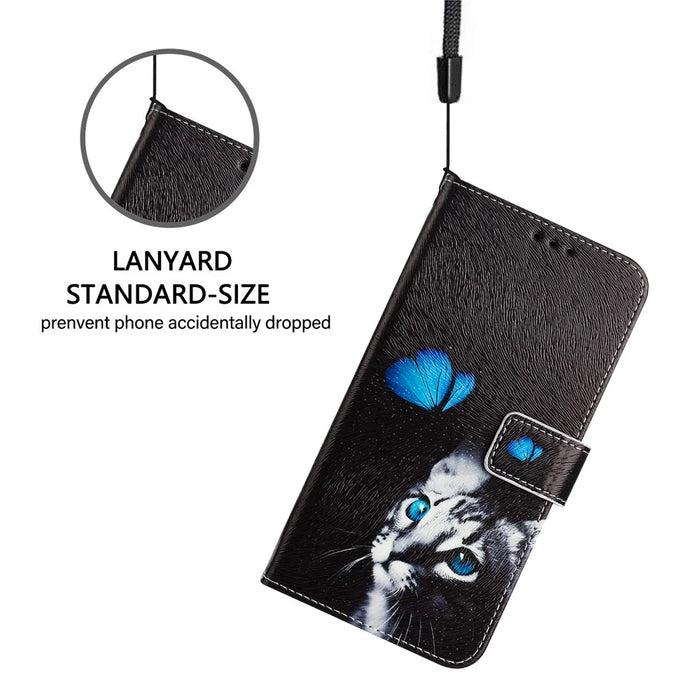 For Samsung Galaxy S24+ / Galaxy S25+ Case Pattern Printing Wallet Phone Cover with Strap - Butterfly Kitten - 6