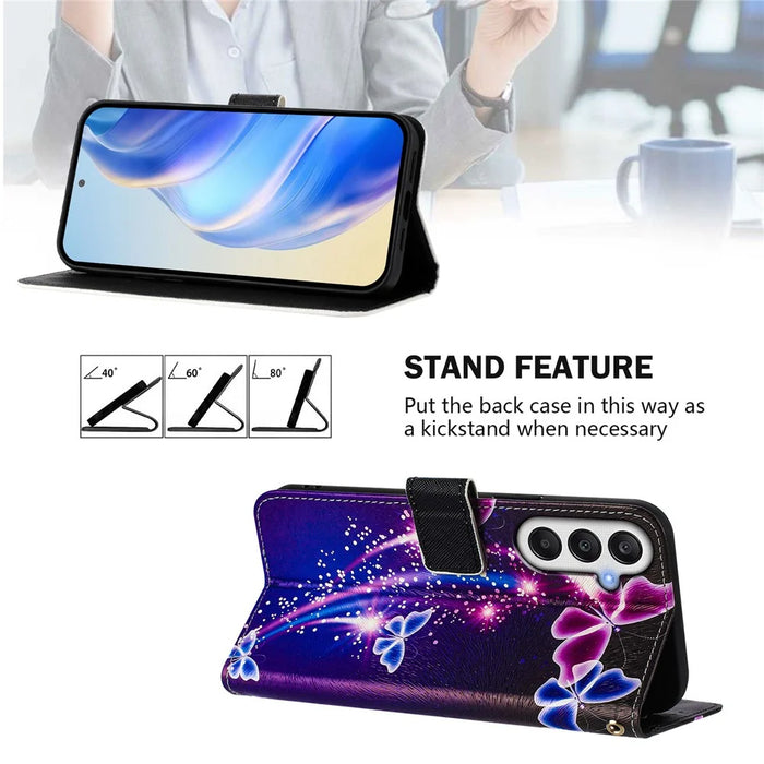 For Samsung Galaxy A05s 4G Case Pattern Printing Wallet Phone Cover with Strap - Firework Butterfly - 3