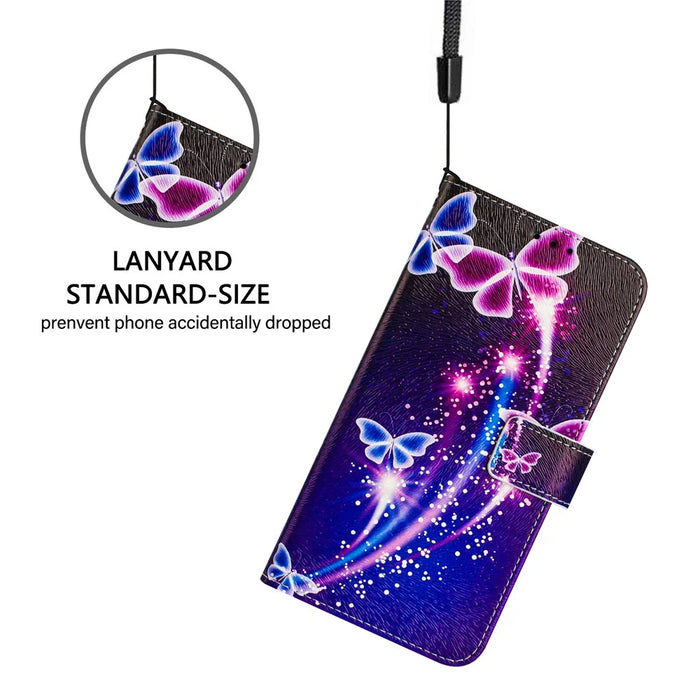 For Samsung Galaxy A05s 4G Case Pattern Printing Wallet Phone Cover with Strap - Firework Butterfly - 6