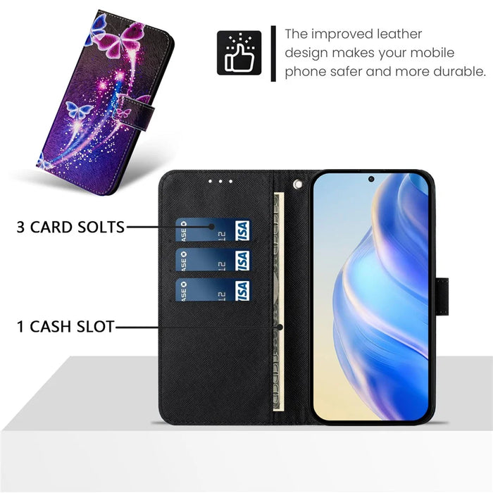 For Samsung Galaxy A05s 4G Case Pattern Printing Wallet Phone Cover with Strap - Firework Butterfly - 7