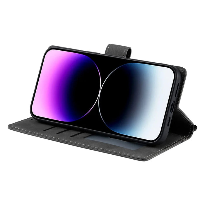 Style 018 For iPhone 13 Case Imprinted Totem Skin Feel Wallet Leather Phone Cover - Grey - 3