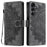 Style 018 For Samsung Galaxy S24 FE Case Imprinted Totem Skin Feel Wallet Leather Phone Cover - Grey - 1