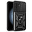 For Samsung Galaxy A56 5G Case with Slide Camera Lid PC+TPU Kickstand Phone Cover - Black - 1